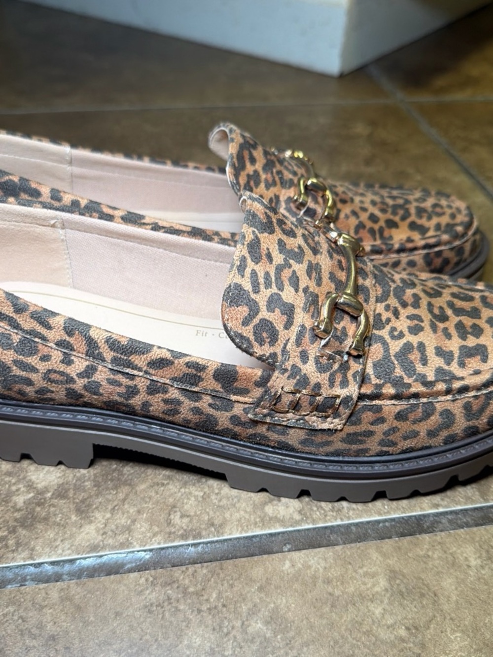 Journee Collection Leopard Print Loafers with Gold Horsebit